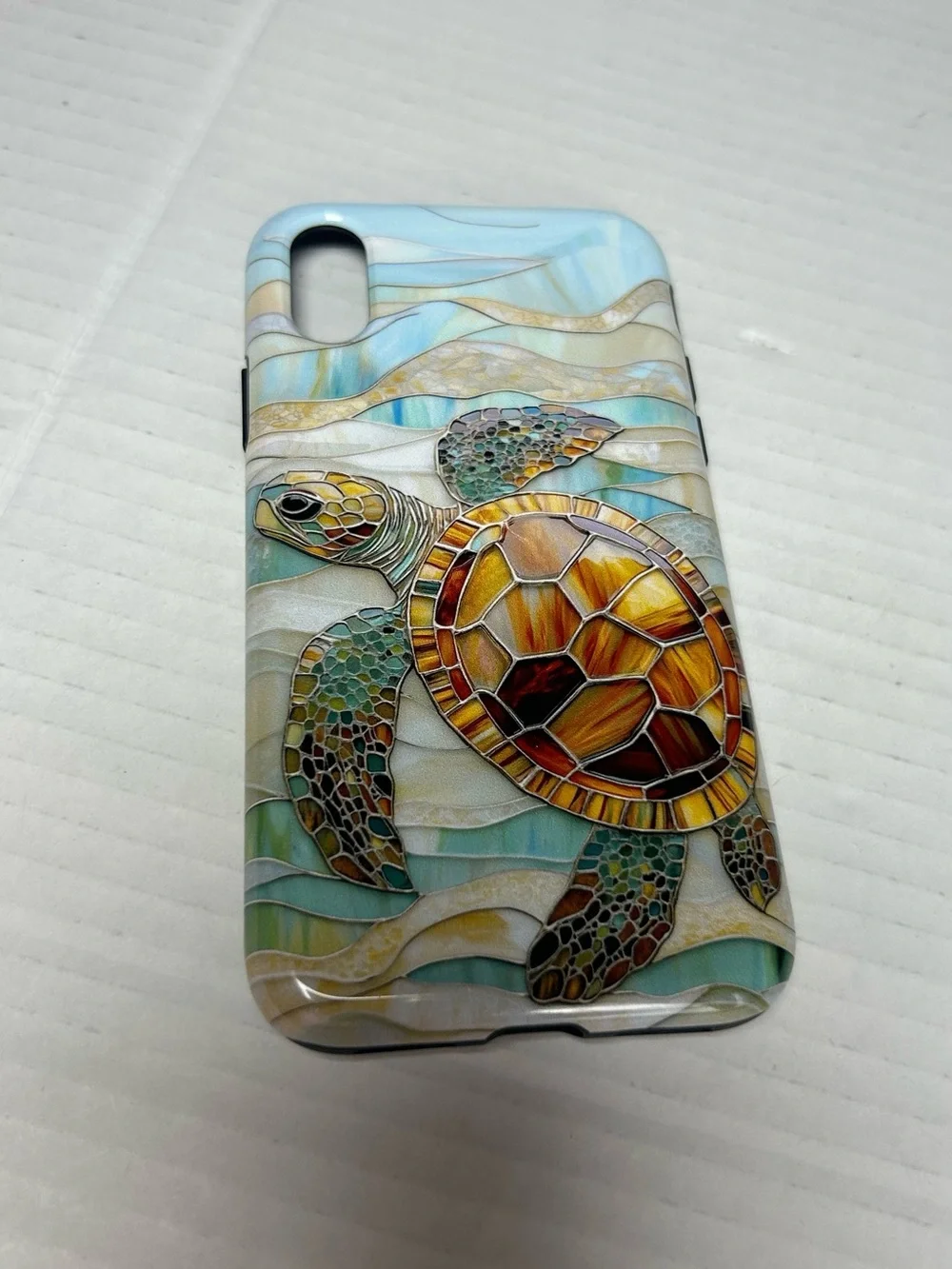 iPhone X/XS Stained Glass Turtle - Stained Glass Window Art Sea Case
